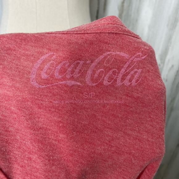 Coca Cola Football Crop Graphic Tee Red Spell Out Casual Athleisure Size S - Picture 6 of 8